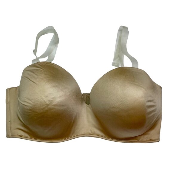 Cacique 40F Tan Strapless Bra Lined Underwire Lightly Padded Removable Straps - Picture 13 of 13